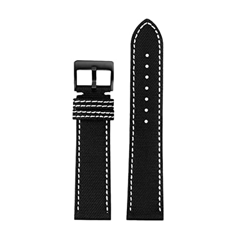 Uhrenarmbänder für Herren, Uhrenarmband, 22 mm/24 mm, wasserdichtes aus echtem Nylonleder for Herren, for Tauchen, Sport-Smartwatch(Black Black Clasp-22mm) von ZHURDFT