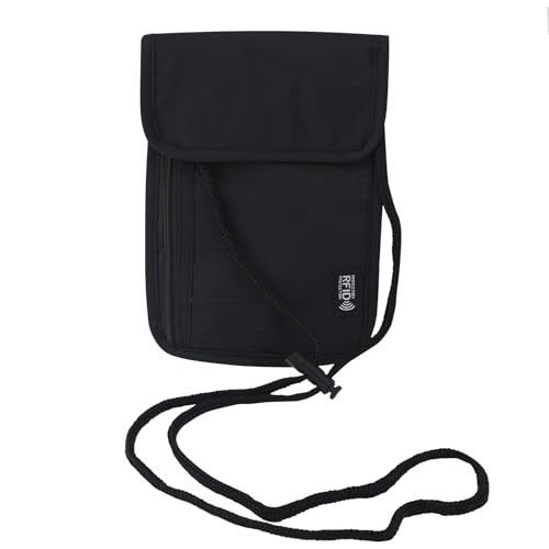 Anti Diebstahl RFID-Blockierender Brustbeutel, wasserdichte Reise Dokumente Brusttasche, RFID-Schutz Brusttasche Herren, Reisepass Tasche mit Halsriemen, Sicherheitstasche für Bargeld Kreditkarten von ZHXGO