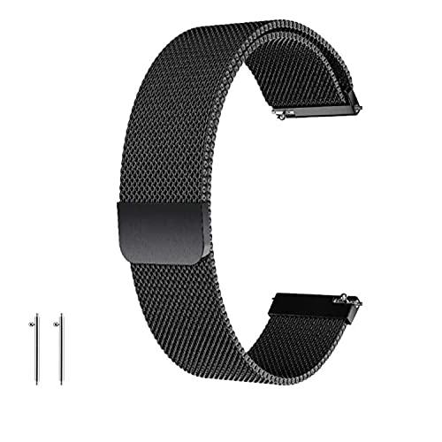 Mesh Woven Metal Uhrenarmband,Schnellverschluss Uhrenarmband mit Magnetverschluss Smart Watch Armbänder für Herren Damen 22mm schwarz. von ZHjuju
