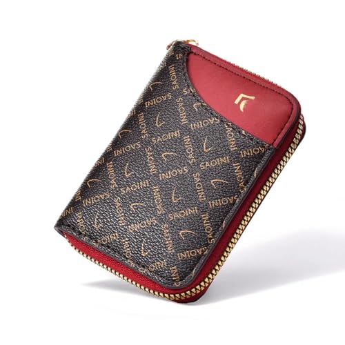 1PC Retro Floral Kreditkarten Geldbörse Single Layer Zipper Mini Wallet Kartenhalter mit großer Kapazität für den Führerschein von ZIAFRPN