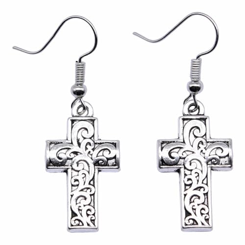 Mode Handgemachte Einfache Design Antik Silber Farbe Kreuz Ohrringe Ohrringe von ZIAFRPN