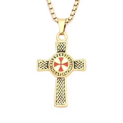 Mode Punk Rotes Kreuz Schild Anhänger Halskette 316L Templer Ritter Kreuz Halskette Für Männer Frauen Amulett Schmuck Glückwunsch Geschenke von ZIAFRPN