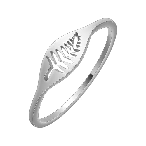 Tiny Fern Leaf Rings for Women Girls Stainless Steel Stacking Midi Ring Gold Silver Color Nature Woodland Jewelry Gift von ZIAFRPN