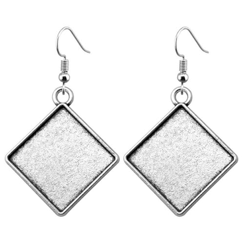 Vintage 2 Farben 20mm Quadrat Einfacher Stil Cameo Cabochon Anhänger Basis Einstellung Ohrringe Fit Frauen Party Geschenk von ZIAFRPN