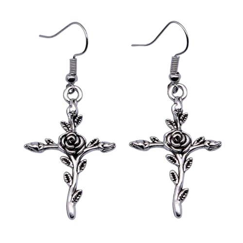 Vintage 2 Farben 35x23mm Blume Kreuz Charms Ohrringe Mode Handgemachte Frauen Ohrring von ZIAFRPN