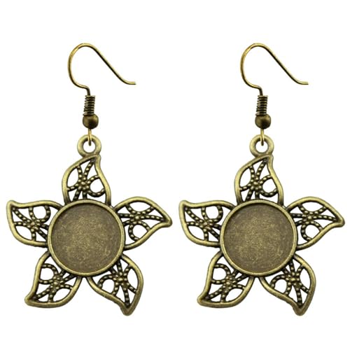 Vintage Antik Bronze Farbe 12mm Runde Blume Stil Cameo Cabochon Anhänger Basis Einstellung Ohrhänger Fit Frauen Party Geschenk von ZIAFRPN