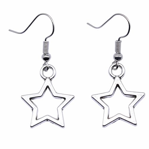 Vintage Antik Silber Farbe 18x21mm Hohle Pentagramm Charms Ohrringe Mode Handgemachte Frauen Ohrring von ZIAFRPN