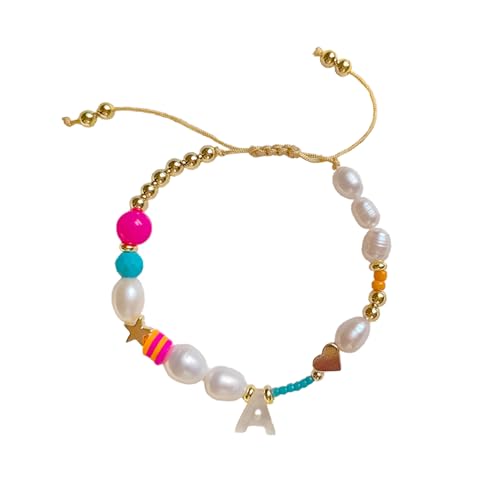 ZIAFRPN 26 Initiale Armband für Frauen Geschenk für Freunde in Schmuck Muschel Buchstabe A ~ Z Alphabet Schmuck Perle Pulseras von ZIAFRPN