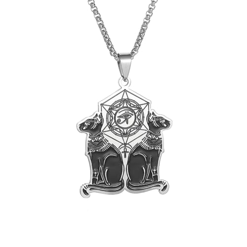 ZIAFRPN Altägyptisches Auge des Horus Mondgöttin Bastet Halskette für Männer Frauen Mystisches Amulett Schmuck Geschenk Glückwunsch Geschenke von ZIAFRPN