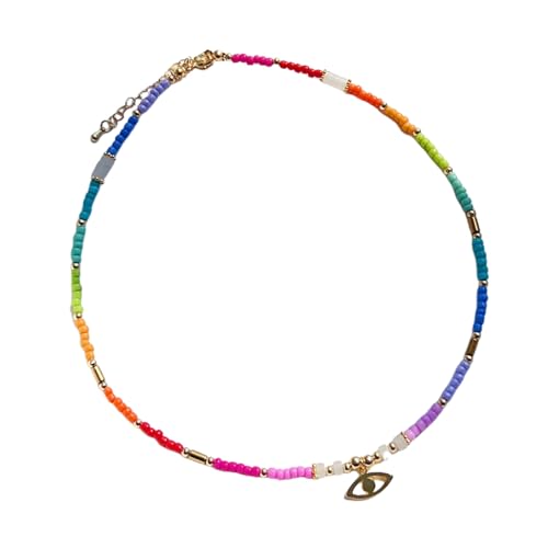 ZIAFRPN Anhänger Halsketten Choker Perlenschmuck Boho Sommer Bunte Perlen Halskette für Frauen Mädchen Geschenk Y2k Zubehör von ZIAFRPN