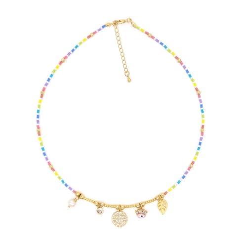 ZIAFRPN Blatt Perle Evil Eye Anhänger Halsketten Choker Schmuck Boho Sommer Perlen Halskette für Frauen Mädchen Geschenk von ZIAFRPN