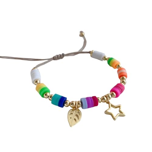 ZIAFRPN Blatt Stern Charm Armband für Freundin Pulseras Femme Boho Bunte Heishi Perlen Armbänder Schmuck für Frauen von ZIAFRPN