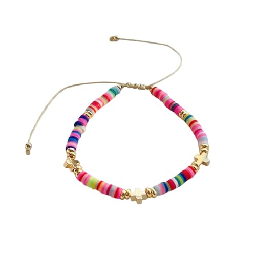 ZIAFRPN Boho Mode Kreuz Armbänder Schmuck Bunte Heishi Scheibe Perlen Armband für Frauen Schmuck Blume Pulseras Mujer von ZIAFRPN