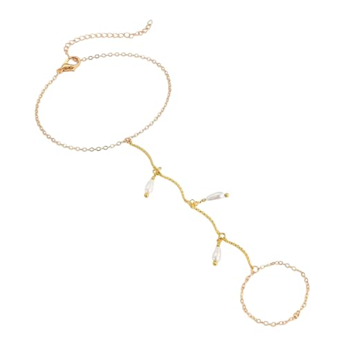 ZIAFRPN Elliptical Pearl Finger Ring Bracelet for Women Ball Hand Harness Connected Bracelets Rings Jewelry von ZIAFRPN
