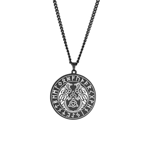 ZIAFRPN Europäische und amerikanische Medaille Halskette Rune Buchstabe Muster Halskette Modischer Schmuck von ZIAFRPN