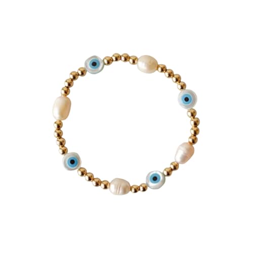 ZIAFRPN Evil Eye Armband für Frauen Schmuck 18 K wasserdichte vergoldete Armbänder Perle Modeaccessoires von ZIAFRPN