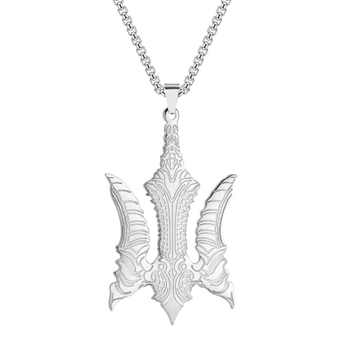 ZIAFRPN Falke Biomechanische Dreizack-Halskette Jiger Stil Falkenmedaille Krieger Anhänger Modischer Schmuck von ZIAFRPN