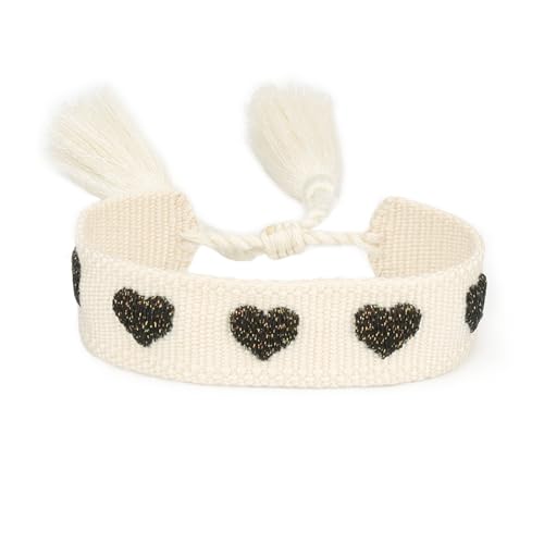 ZIAFRPN Gewebter Stoff Armbänder Stickerei Herzen Sterne Glück Freundschaft Armbänder Geschenke von ZIAFRPN