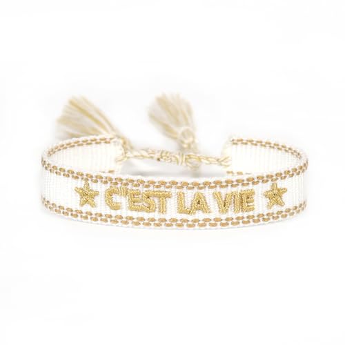 ZIAFRPN Gewebtes Freundschaftsarmband für Frauen mit Spruch C'EST LA VIE Sommer Stapelbarer Schmuck von ZIAFRPN