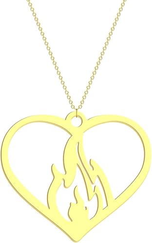 ZIAFRPN Herz auf Feuer Brennendes Herz Liebe Brennendes Feuer Schmuck Modischer Schmuck von ZIAFRPN