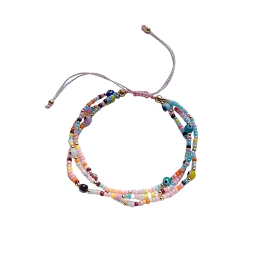 ZIAFRPN Lucky Evil Eye Armbänder Schmuck Boho Sommer Buntes mehrschichtiges Armband für Frauen Schmuck Hellrosa Pulseras Mujer von ZIAFRPN