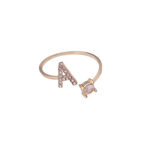 ZIAFRPN Mode Initialen A-Z Buchstabe Ring Frauen Klassische Gold Farbe Silber Farbe Öffnung Finger Ring Für Mädchen Party Schmuck Geschenk von ZIAFRPN