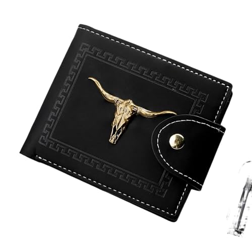 ZIAFRPN Mode Ochsenkopf Geldbörse für Männer, Reißverschluss Snap Coin Kreditkartentasche, Frosted Leder Clip für Männer Geschenk von ZIAFRPN