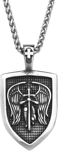 ZIAFRPN Mode Punk 316L Erzengel Halskette Für Männer Vintage St Anhänger Glaube Amulett Schmuck Geschenk Glückwunsch Geschenke von ZIAFRPN