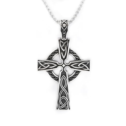 ZIAFRPN Mode Retro Nordisch Keltisch Knoten Anhänger Für Männer Frauen Punk 316L Kreuz Halskette Biker Amulett Schmuck Glückwunsch Geschenke von ZIAFRPN