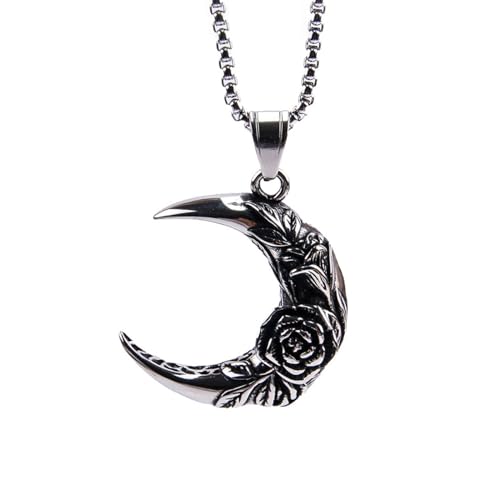 ZIAFRPN Mode Rose Anhänger für Männer Frauen Retro Mond Paar Halskette Persönlichkeit Schmuck Geschenke Glückwunsch Geschenke von ZIAFRPN