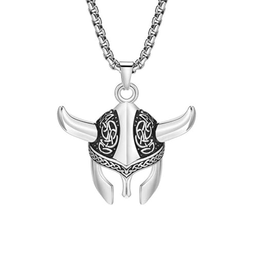 ZIAFRPN Mode Vintage Helm Maske Anhänger für Männer 316L Nordic Celtic Knot Halskette Biker Amulett Schmuck Glückwunsch Geschenke von ZIAFRPN