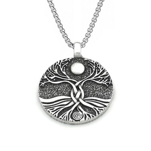 ZIAFRPN Mode Vintage Nordisch Wikinger Baum des Lebens Anhänger für Männer Yggdrasils Halskette Amulett Schmuck Geschenk Glückwunsch Geschenke von ZIAFRPN