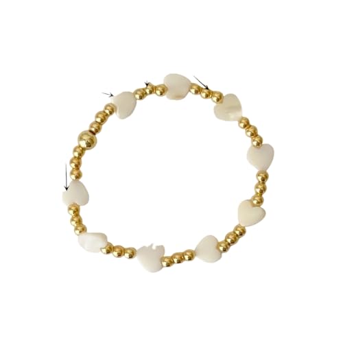 ZIAFRPN Muschel Herz Armbänder Vergoldet Perlenarmband für Frauen Geschenk Schmuck Stretch Pulseras Femme von ZIAFRPN