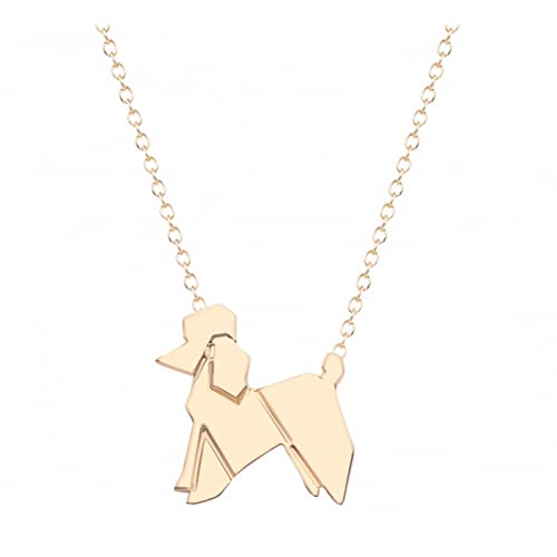 ZIAFRPN Origami Schöne Ballon Pudel Hund Halskette Goldfarbe Sommer Schmuck Hund Liebe Haustiere Geschenke von ZIAFRPN