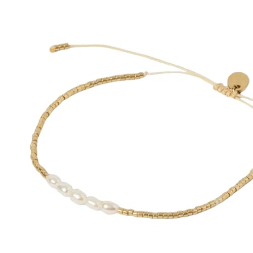 ZIAFRPN Perlenarmbänder Modeschmuck für Frauen Geschenk Gold Farbe Saaten Perlen Armband Einfache Dünne Pulseras Femme von ZIAFRPN