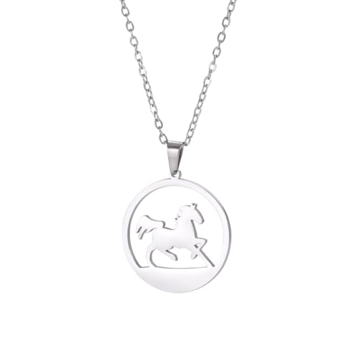 ZIAFRPN Pferderennen Runde Damen Halsband Modeschmuck Geburtstagsgeschenk für Pferdeliebhaber Schmuck von ZIAFRPN