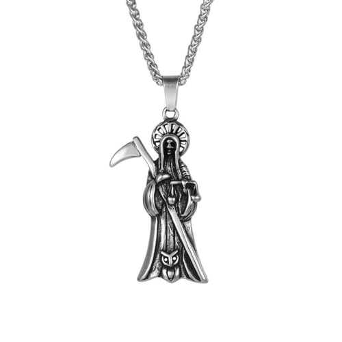 ZIAFRPN Punk Retro Totenkopf Tod Sense Anhänger Gothic Eule Herren Halskette Kreativer Biker Amulett Schmuck Geschenke Glückwunsch Geschenke von ZIAFRPN