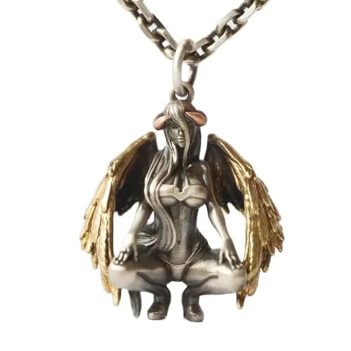 ZIAFRPN Retro Punk Stil Teufel Engel Flügel Anhänger Göttin Halskette Geeignet für Männer und Frauen Personalisierter Glücksbringer Schmuck Glückwunsch Geschenke von ZIAFRPN