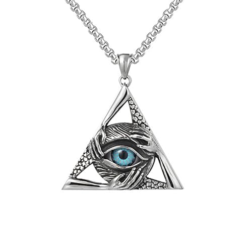ZIAFRPN Retro Unique Evil Eye Anhänger für Männer Punk Hip Hop Dreieck Halskette Persönlichkeit Mode Schmuck Geschenk Glückwunsch Geschenke von ZIAFRPN