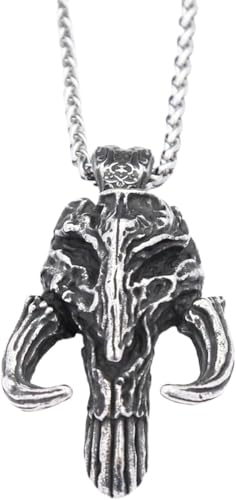 ZIAFRPN Vintage 316L Schwarz Mandalorian Anhänger Halsketten Für Männer Gothic Punisher Schädel Maske Halskette Biker Schmuck Geschenke Glückwunsch Geschenke von ZIAFRPN