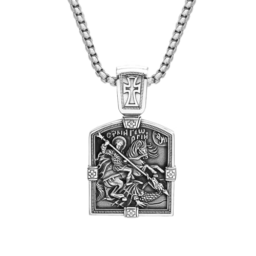 ZIAFRPN Vintage Großer Drache St George Anhänger Für Männer Cross Biker Halskette Talisman Schmuck Geschenk Glückwunsch Geschenke von ZIAFRPN