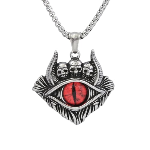 ZIAFRPN Vintage Kreativer Dämon Auge Anhänger für Männer Gothic Punk Schädel Halskette Mode Party Schmuck Geschenk Glückwunsch Geschenke von ZIAFRPN