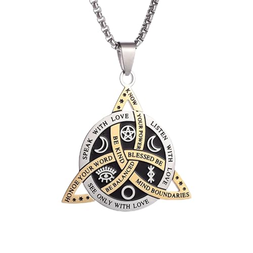 ZIAFRPN Vintage keltische Dreifaltigkeit Knoten Anhänger Hexe Knoten Mond Stern Totem Halskette für Frauen Irish Lucky Schmuck Glückwunsch Geschenke von ZIAFRPN