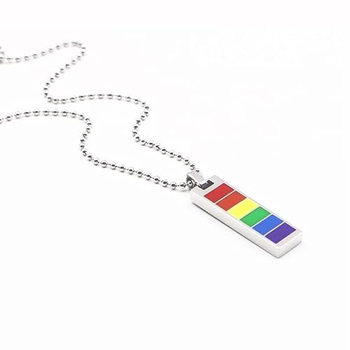 ZIAFRPN regenbogen rechteckig 7 farbe halskette weiblich flut internet berühmtheit einfaches temperament paar in hip hop männer kette zubehör anhänger schmuck von ZIAFRPN