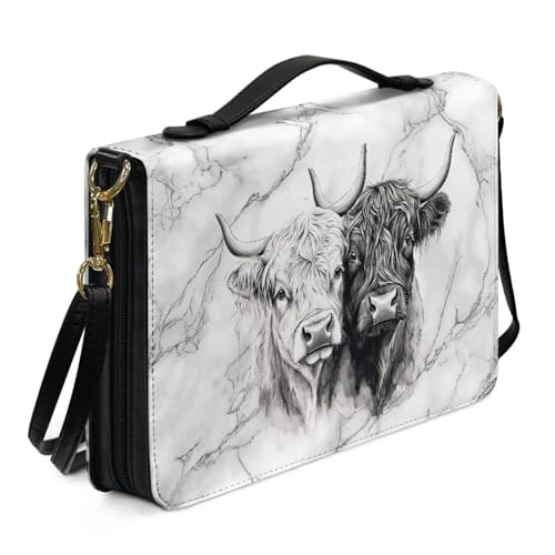 ZIATUBLES Bibelhülle aus PU-Leder, Bibeltasche, Kirche, Bibeltasche mit Schultergurt, Hochlandkuh, leicht, christliche Tasche, Buch-Organizer, Halter für Damen und Herren, XL ZIATUBLES Bibelhülle aus PU-Leder, Bibeltasche, Kirche, Bibeltasche mit Schultergurt, Hochlandkuh, leicht, christliche Tasche, Buch-Organizer, Halter für Damen und Herren, XL von ZIATUBLES