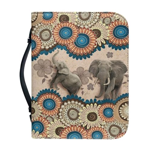 ZIATUBLES Bibelhülle mit Boho-Mandala-Elefanten-Muster, für Studenten, leichte Bibeltasche, christliche Tasche für Damen und Herren, Gebet, Outdor, Studium, Arbeit, Größe XL von ZIATUBLES