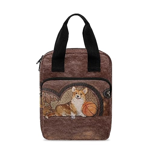 ZIATUBLES Bibelhülle mit Griff und Reißverschluss, Bibeltasche für Damen, Herren, Kinder, tragbare Bibeltasche, Corgi Basketball für Hunde, Einheitsgröße von ZIATUBLES