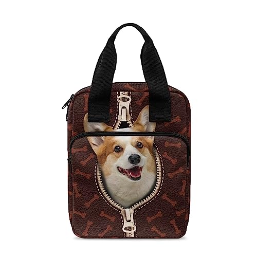 ZIATUBLES Bibelhülle mit Griff und Reißverschluss, Bibeltasche für Damen, Herren, Kinder, tragbare Bibeltasche, Corgi Hundeknochen, Einheitsgröße von ZIATUBLES