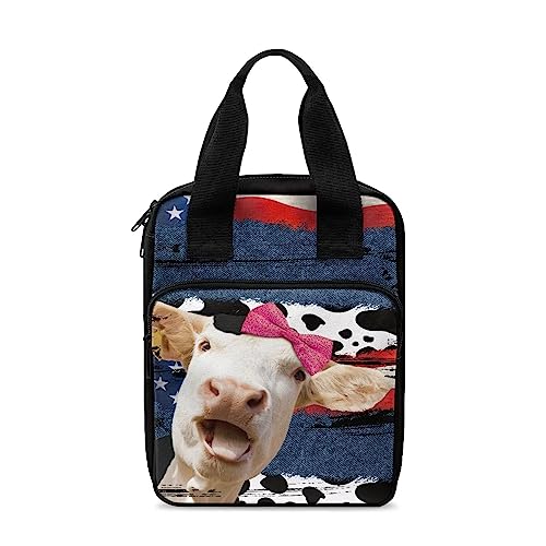 ZIATUBLES Bibelhülle mit Griff und Reißverschluss, Bibeltasche für Damen, Herren, Kinder, tragbare Bibeltasche, Cow Denim Cow Spot, Einheitsgröße von ZIATUBLES