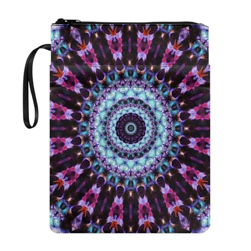 ZIATUBLES Boho-Mandala-Druck-Buchhülle mit Reißverschluss und Tasche, Buchhüllen für Buchliebhaber, Buchhülle, Schutz für Schule, Kinder, Jungen, Mädchen von ZIATUBLES